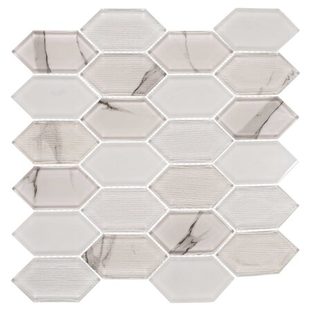 Andova Tiles SAMPLE-Astor 2-in. x 4-in. Elongated Hexagon Glass Wall & Floor Mosaic Tile SAM-ANDAST954